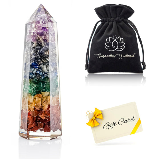 Labradorite Crystal Orgonite Tower - for Throat Chakra | Promotes Inner Reflection, Emotional Growth & Increased Focus (7 Chakra)