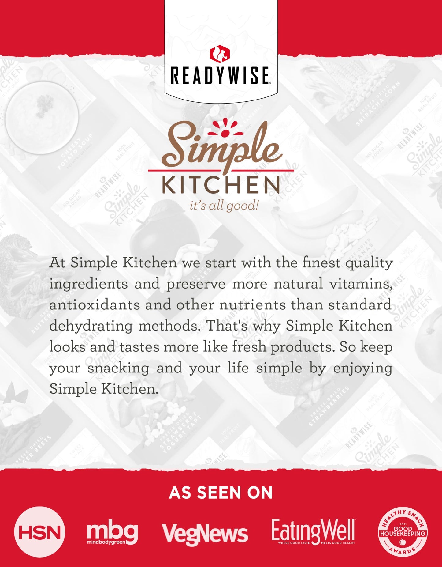 READYWISE - Simple Kitchen, Freeze-Dried Peaches, 1.16 oz, Pack of 6, Vegetarian, Gluten Free, Snacks, Peaches, Dried Fruit, Pre Workout, Healthy Snacks, Camping, Backpacking, Survival Food