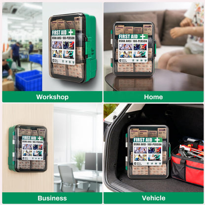 RHINO RESCUE 371 Pieces OSHA All-Purpose First Aid Kit, Home & Office Professional Medical Supplies, Ideal for Emergency, School, Business