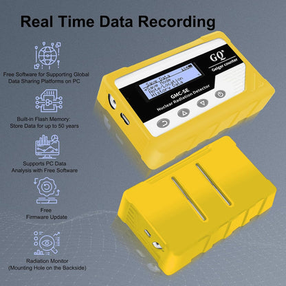 GQ GMC-SE Geiger Counter Radiation Detector Beta Gamma X-ray Portable Radiation Monitor Meter Digital Nuclear Radiation Dosimeter, Automatic Data Recording Device, Drop-Proof Silicone Case (Yellow)