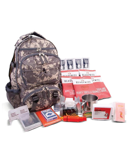 ReadyWise Emergency Survival Gear – Tactical Military Backpack, Camping Essentials Bug Out Bag & Survival Kit, Prepper & Hurricane Supplies, Meal Pouches with up to 25 Year Shelf Life, 64 Piece