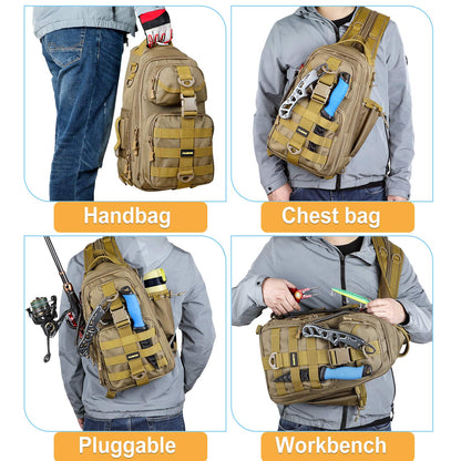 PLUSINNO Fishing Backpack with Fishing Rod and Reel Combos Tackle Boxes, Waterproof Tackle Backpack for Fishing Gear with Rod Holder, Fishing Gifts for Men with Fishing Tool Kit...