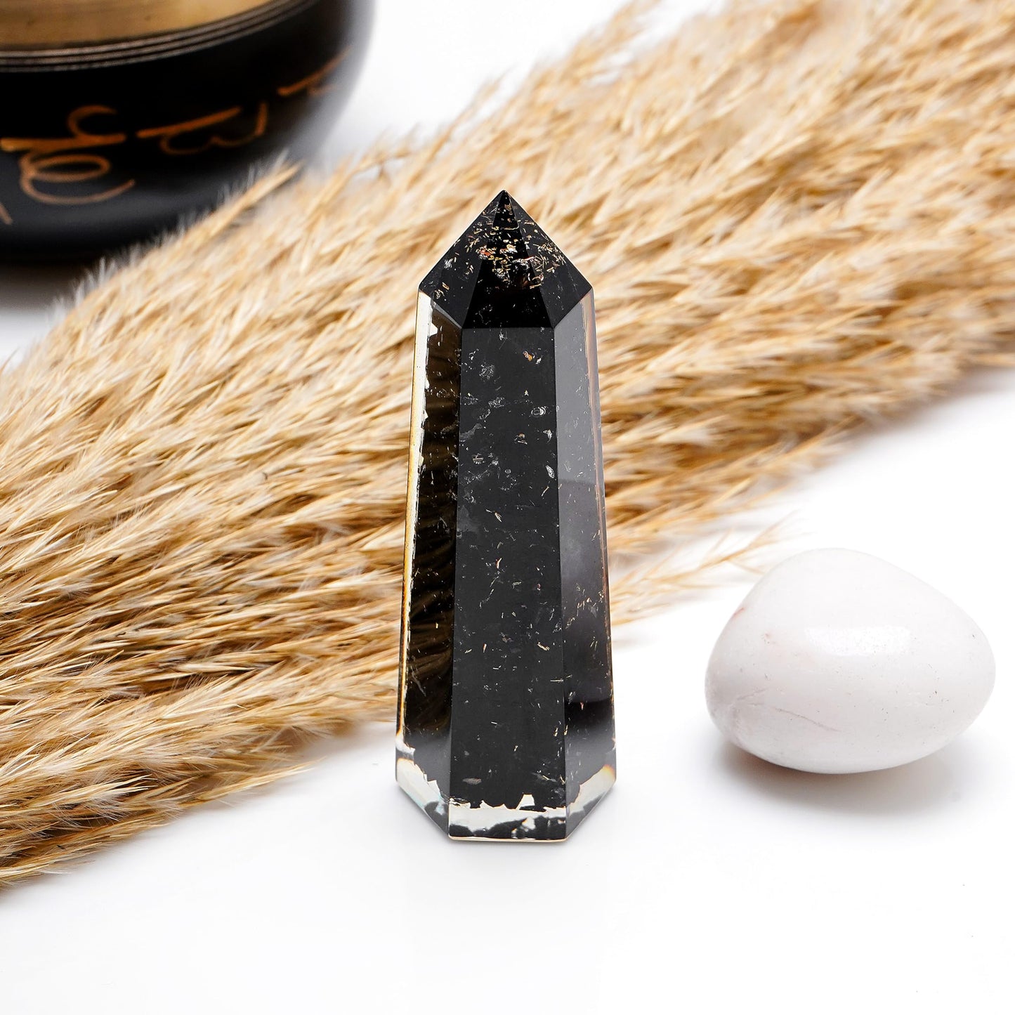 Labradorite Crystal Orgonite Tower - for Throat Chakra | Promotes Inner Reflection, Emotional Growth & Increased Focus (7 Chakra)