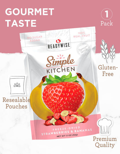 READYWISE - Simple Kitchen, Freeze-Dried Peaches, 1.16 oz, Pack of 6, Vegetarian, Gluten Free, Snacks, Peaches, Dried Fruit, Pre Workout, Healthy Snacks, Camping, Backpacking, Survival Food