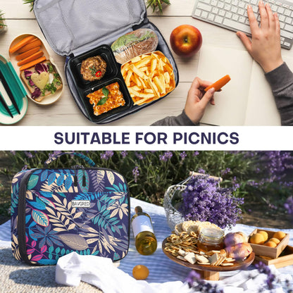 BAVGRED Lunch Box Insulated Soft Lunch Bag, Freezable and Reusable Mini Cooler, Thermal Meal Tote Containers with Exterior & Interior Pockets for Work, Outdoor Meal