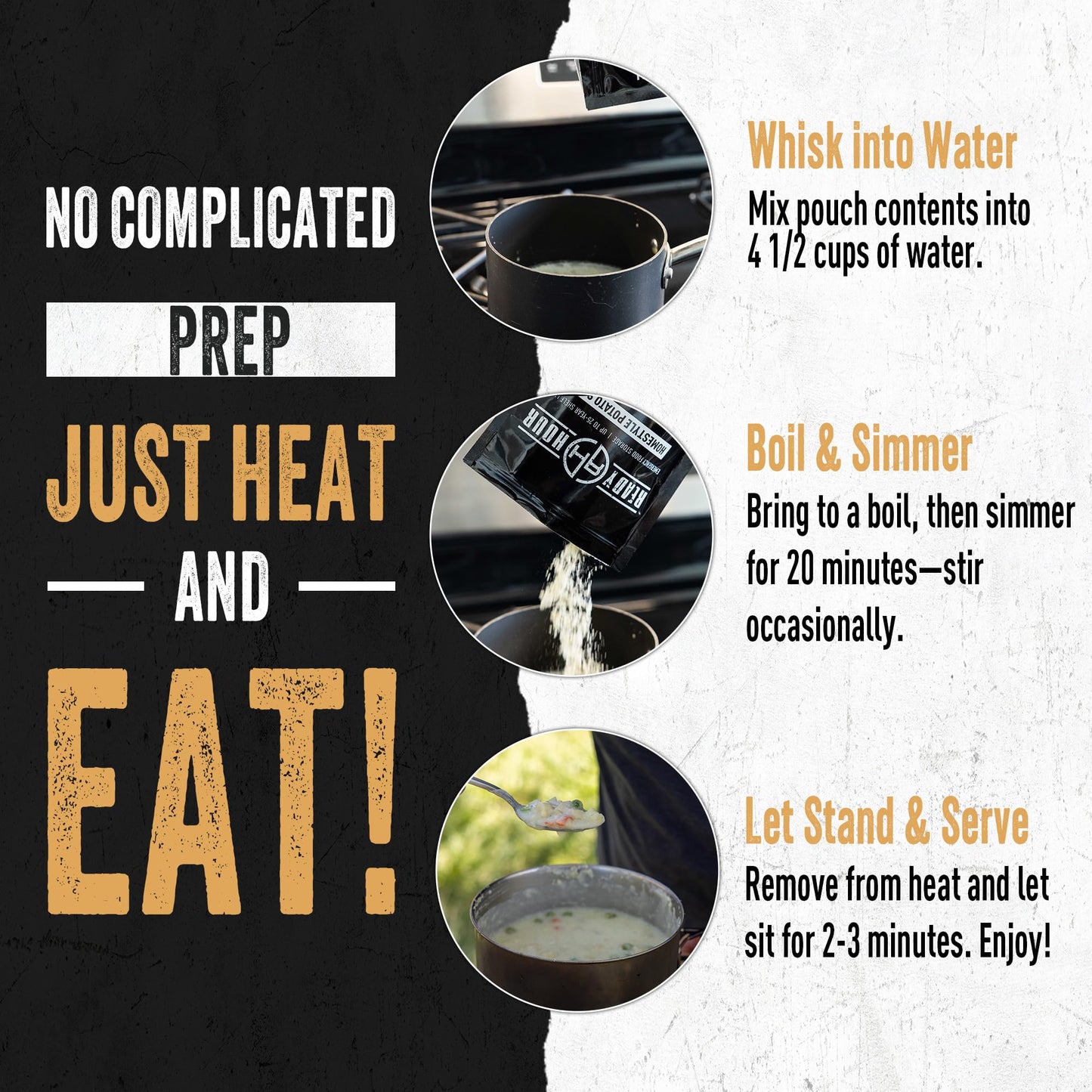 Ready Hour Homestyle Potato Soup Case Pack – 24 Servings (6 Pouches) – Freeze-Dried Soup, Emergency Survival Food, Long-Term Storage, Dehydrated Bulk Meal, Prepper Pantry Essential