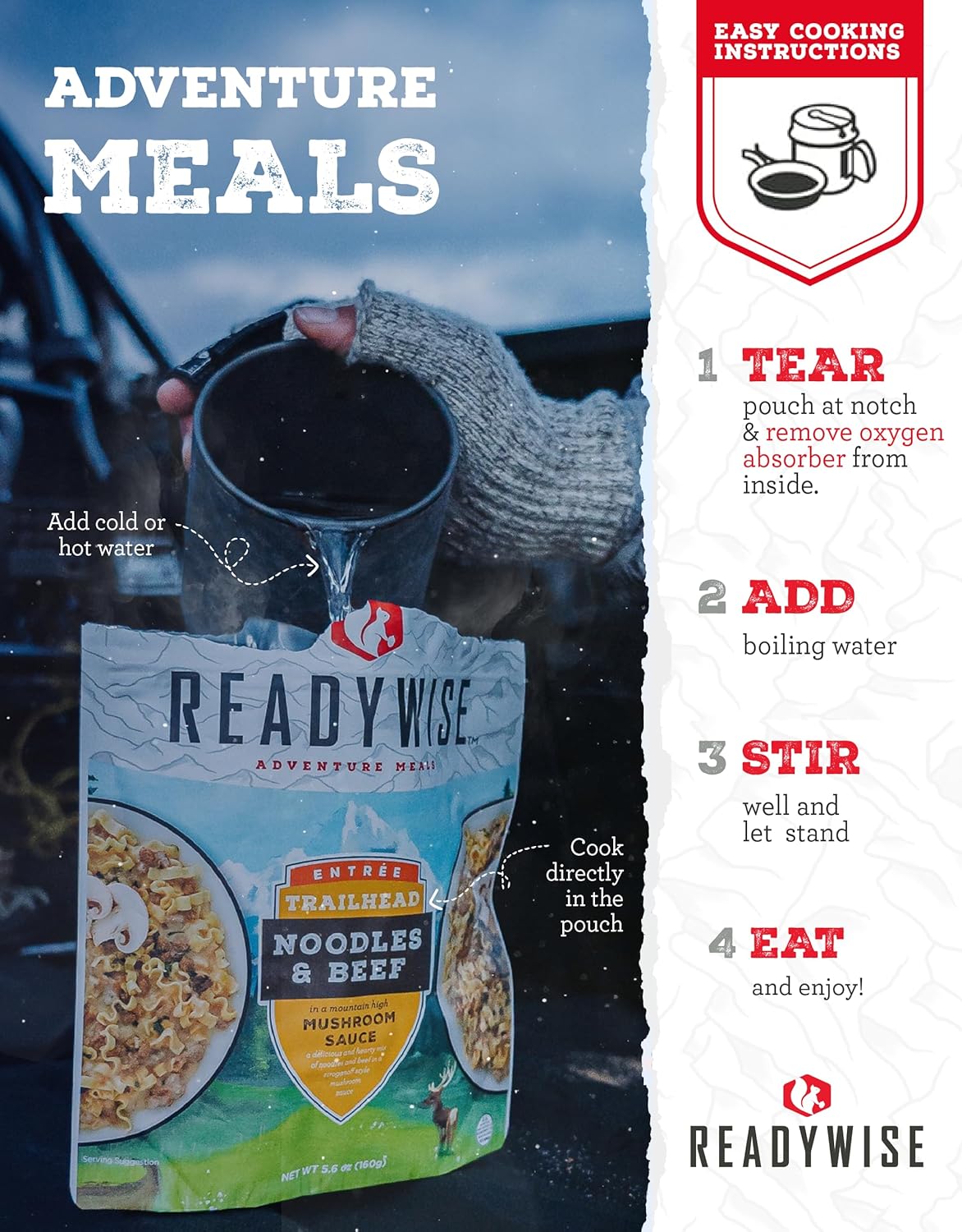 READYWISE - Outdoor Cookie Dough Trail Treats, 2 Servings, Pack of 1, Emergency Preparedness, Freeze Dried Food, MRE, Snack Pack, Survival Food, Emergency Food for Backpacking, Camping, and Hiking