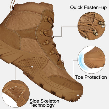 FREE SOLDIER Men's Waterproof Hiking Boots Tactical Work Boots Outdoor Lightweight Military Boots