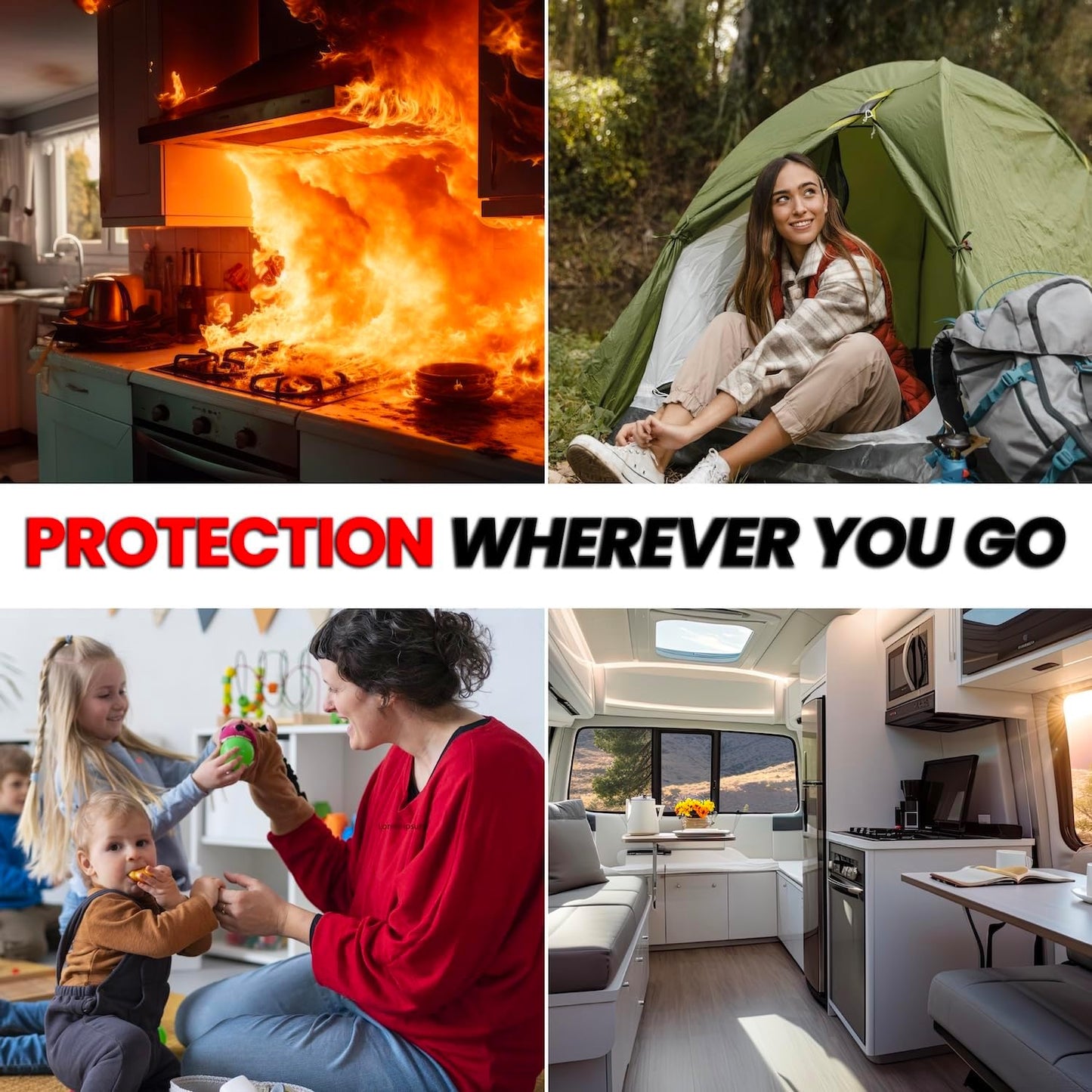 Fire Blanket Emergency Kit with Burn Gel First Aid Supplies - Prepared Hero 2-in-1 Kitchen Fire Suppression Blanket 1076°F & Complete Burn Treatment Kit - Home, RV, Camping Safety - CE Certified