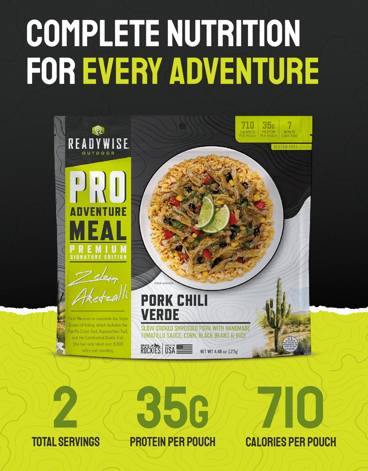 ReadyWise Outdoor Pro Adventure Meal - Breakfast Skillet, 2 Servings, 1 Pouch, Gluten Free, 700 Calories, 36g Protein, Freeze Dried Food & Dehydrated Backpacking Camping Meals, up to 5 Year Shelf Life