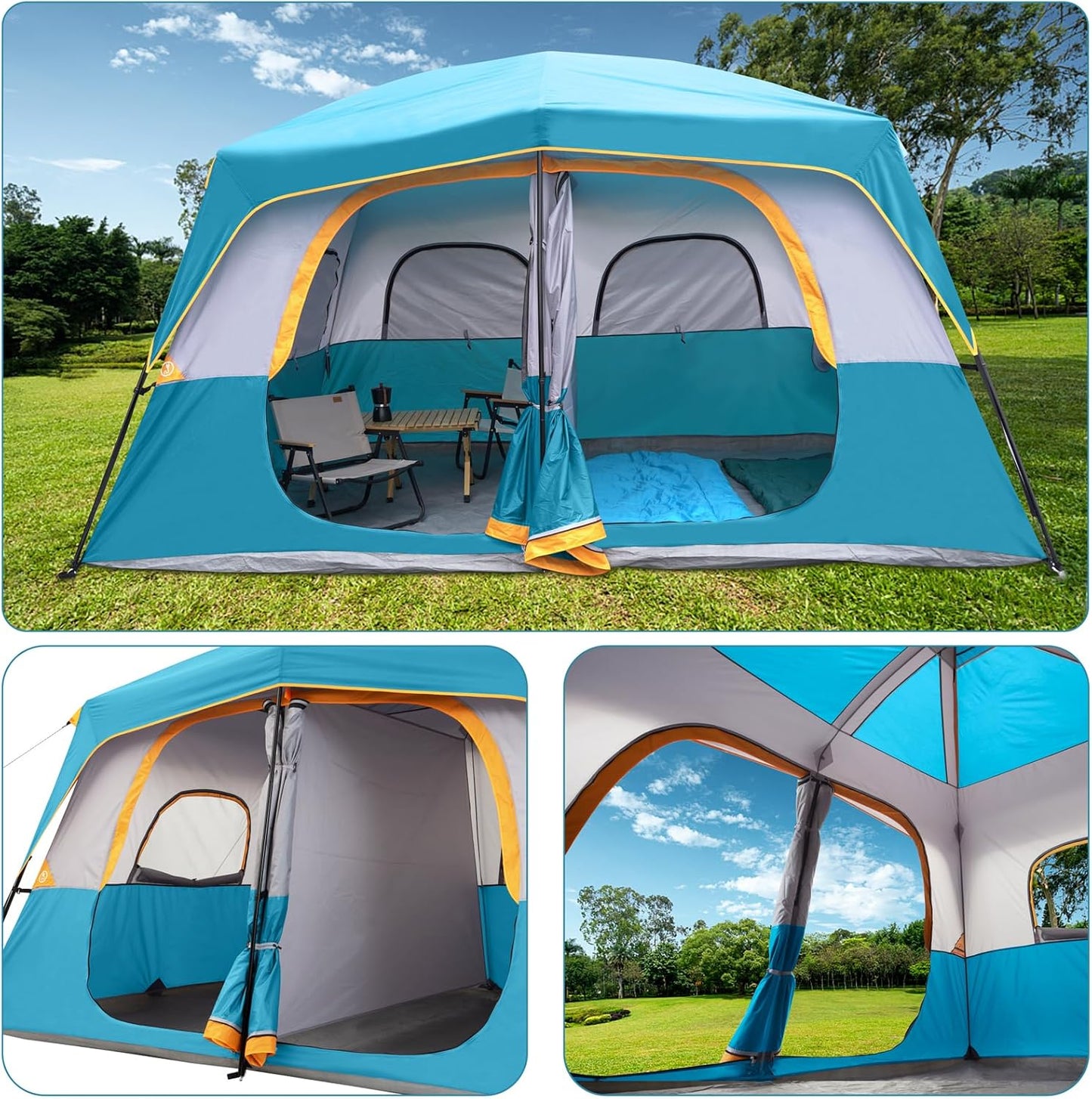 UNP Camping Shower Tent and 8 Person Camping Tent for Outdoor Hiking Fishing Portable