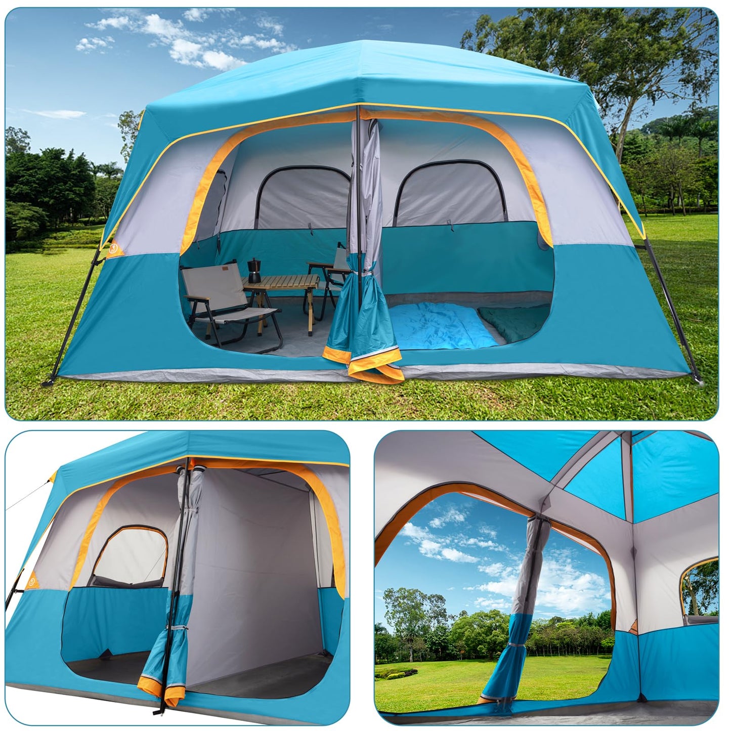 UNP 2/4/6/8 Person Tent, Portable Cabin Tent, Camping Tent 4-Person Easy Set Up, Waterproof with Top Rainfly for Outdoor Camping/Hiking | Easy Set Up, Waterproof, Top Rainfly