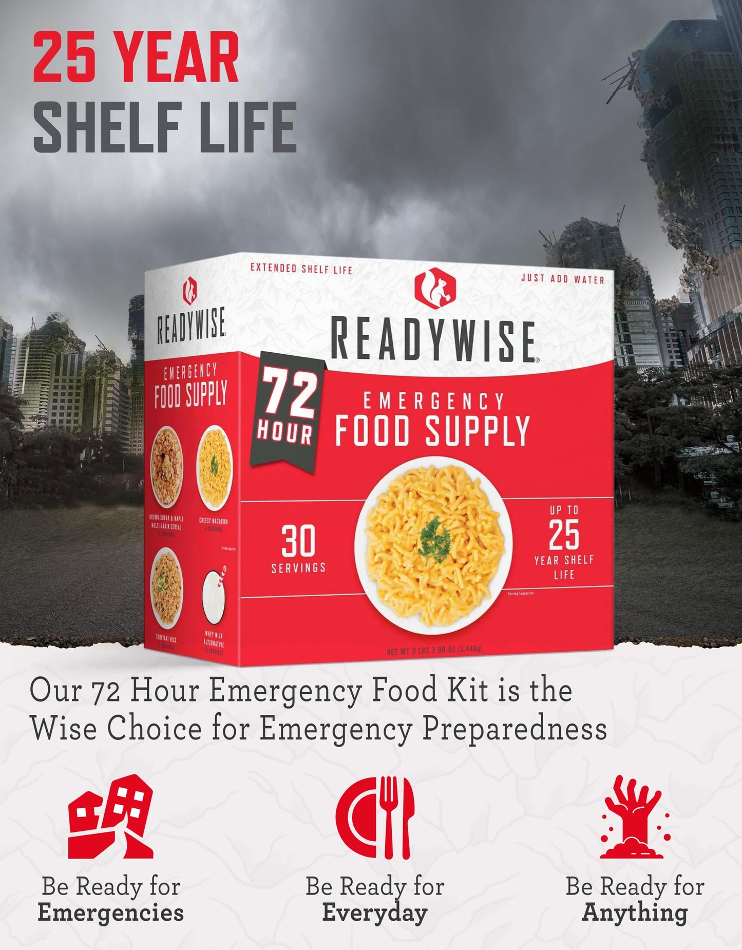 ReadyWise Emergency Food Supply - 14 Day, 150 Servings Emergency Freeze Dried Food Bucket, Protein Meals, Camping Essentials, Survival Kit, Disaster Prepping Supplies, up to 25 Year Shelf Life