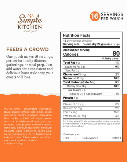 Simple Kitchen Garden Vegetable Soup Mix - 17 Servings for Meal Prep, Gluten Free, Vegetarian, Dehydrated & Freeze Dried Survival Food for Camping Meals, Backpacking & Hiking, Survival Kit, Pack of 4