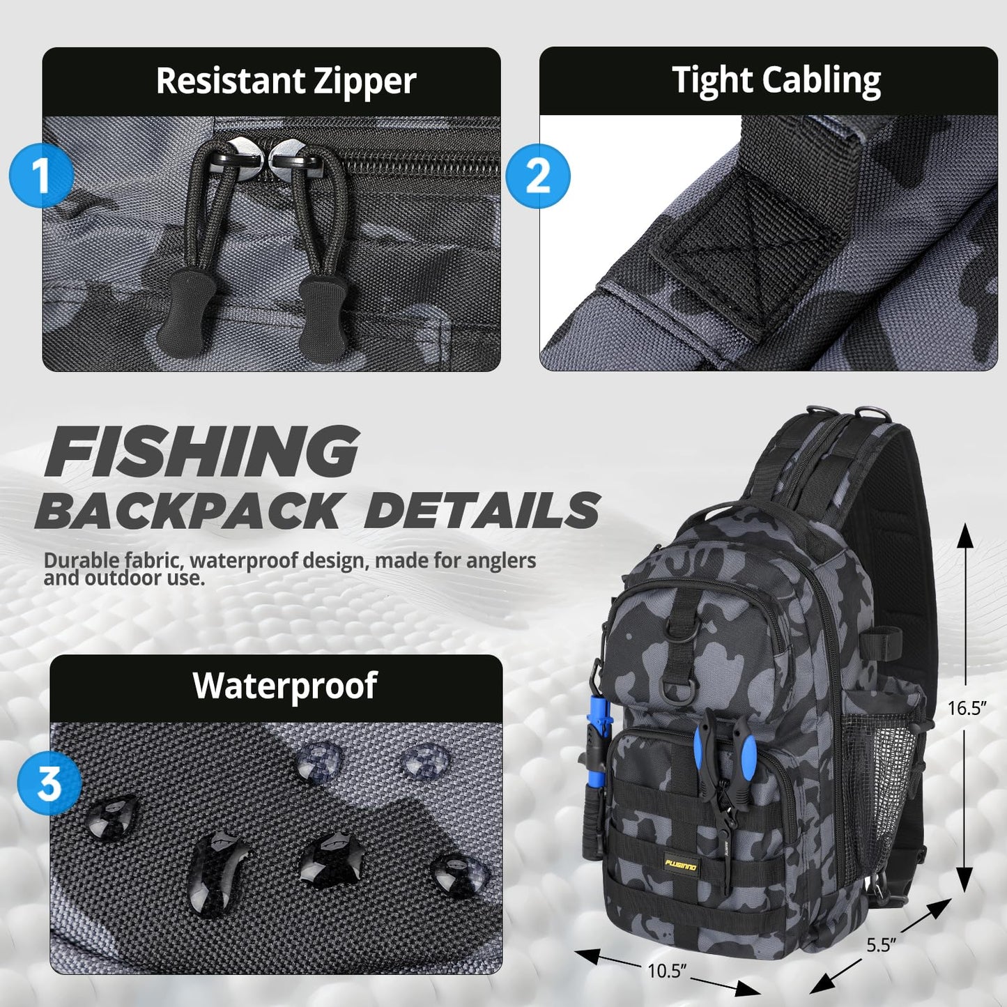 PLUSINNO Fishing Backpack with Fishing Rod and Reel Combos Tackle Boxes, Waterproof Tackle Backpack for Fishing Gear with Rod Holder, Fishing Gifts for Men with Fishing Tool Kit...
