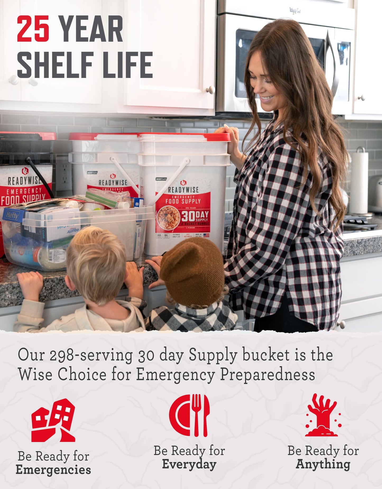 ReadyWise Emergency Food Supply - 14 Day, 150 Servings Emergency Freeze Dried Food Bucket, Protein Meals, Camping Essentials, Survival Kit, Disaster Prepping Supplies, up to 25 Year Shelf Life