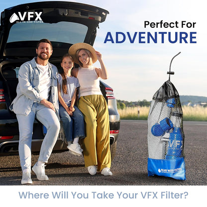 VFX All-in-One Portable Water Filter – Survival Water Purifier for Camping, Hiking, Backpacking, and Emergency Preparedness with Gravity System