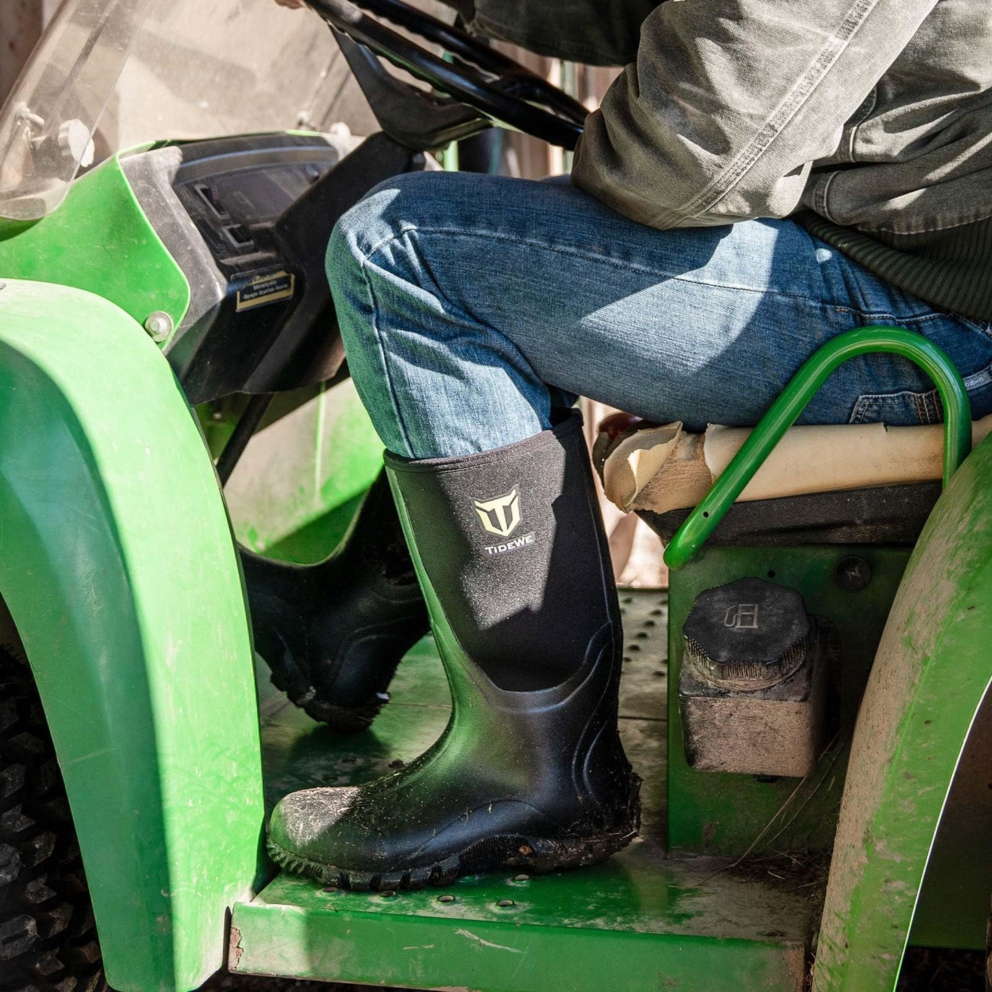 TIDEWE Rubber Boots for Men Multi-Season, Waterproof Rain Boots with Steel Shank, 6mm Neoprene Sturdy Rubber Outdoor Hunting Boots (Black, Brown, Next Camo G2)