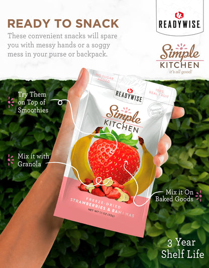 READYWISE - Simple Kitchen, Freeze-Dried Peaches, 1.16 oz, Pack of 6, Vegetarian, Gluten Free, Snacks, Peaches, Dried Fruit, Pre Workout, Healthy Snacks, Camping, Backpacking, Survival Food