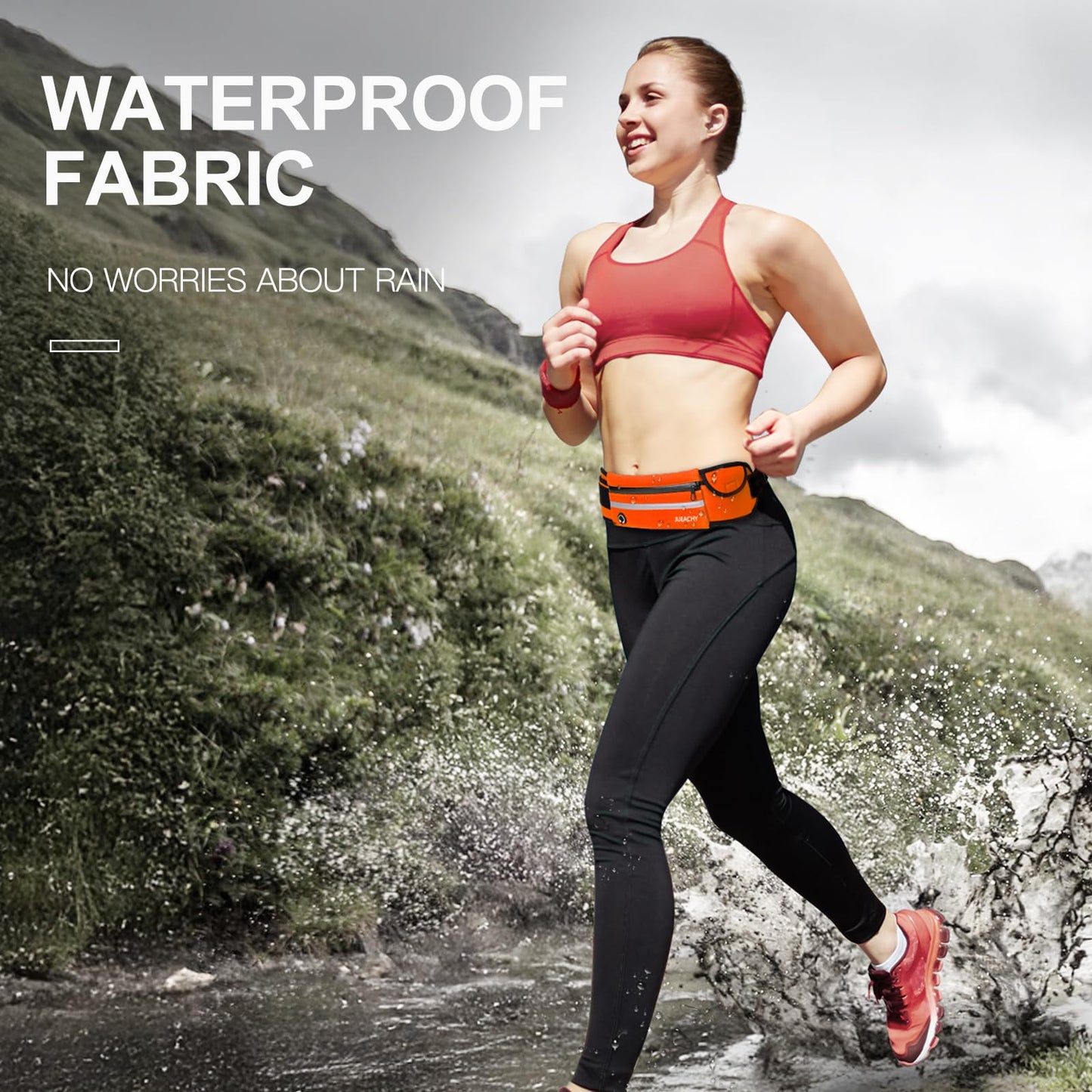 Jueachy Running Belts for Women Waterproof Fanny Pack Running Waist Pouch Phone holder Adjustable Sports Money Belt with Headphone Port