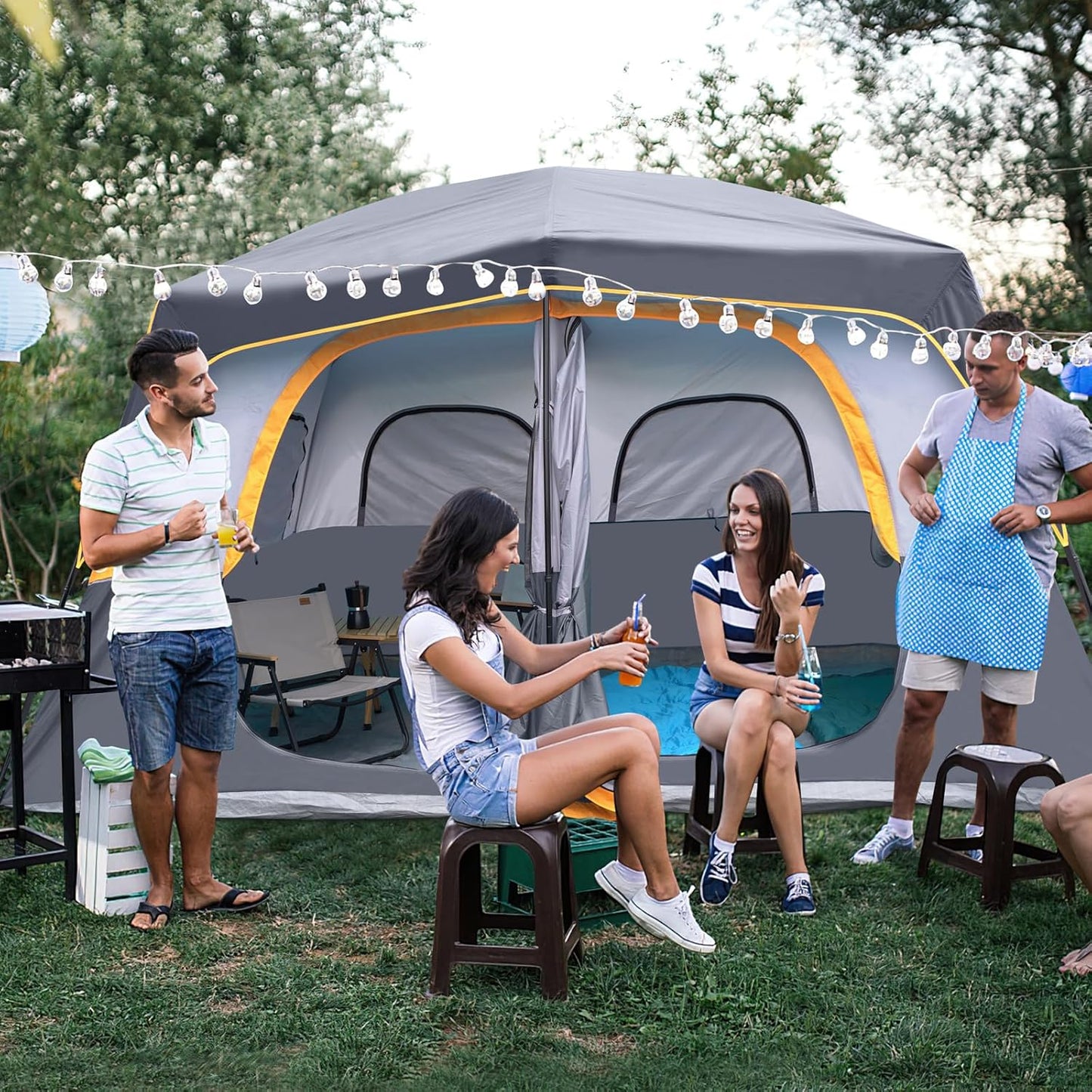 UNP Portable Cabin Tent for 4 Person and 8 Person Camping Tent Easy Set Up, Waterproof with Top Rainfly for Outdoor Camping/Hiking