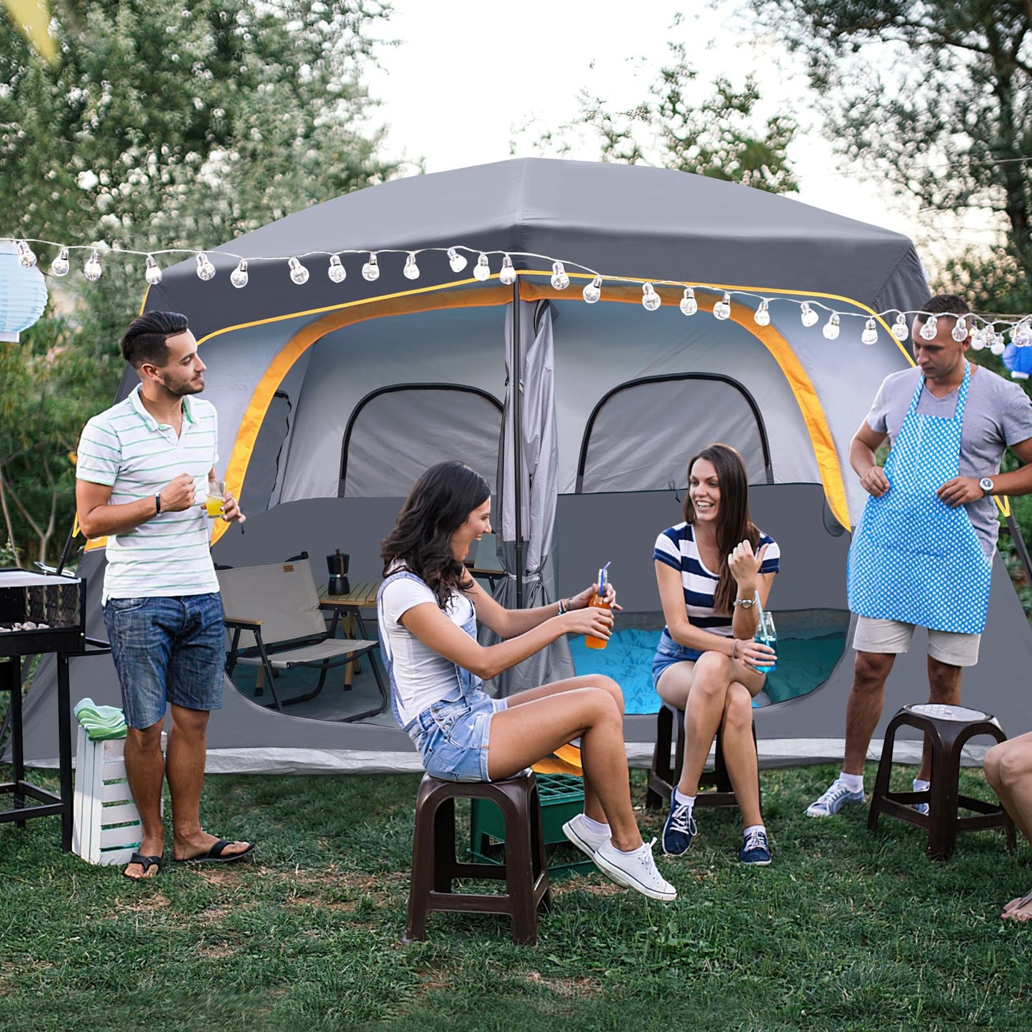 UNP 2/4/6/8 Person Tent, Portable Cabin Tent, Camping Tent 4-Person Easy Set Up, Waterproof with Top Rainfly for Outdoor Camping/Hiking | Easy Set Up, Waterproof, Top Rainfly