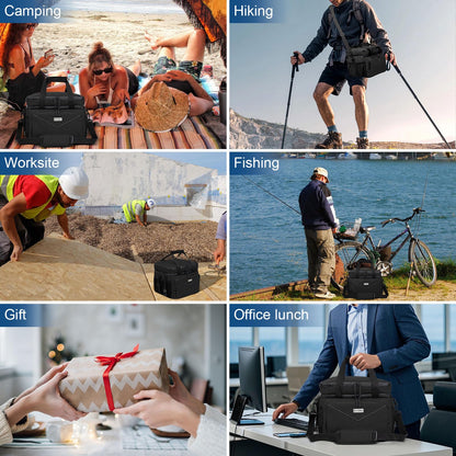 BAVGRED Lunch Box for Men Women,Reusable Large Double Deck Tactical Insulated Lunch Bag with Adjustable Shoulder Strap,Leakproof Tote Cooler Bag for Work Adults Picnic Beach Office-24 Cans