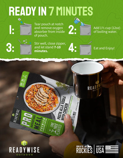 ReadyWise Outdoor Pro Adventure Meal - Breakfast Skillet, 2 Servings, 1 Pouch, Gluten Free, 700 Calories, 36g Protein, Freeze Dried Food & Dehydrated Backpacking Camping Meals, up to 5 Year Shelf Life