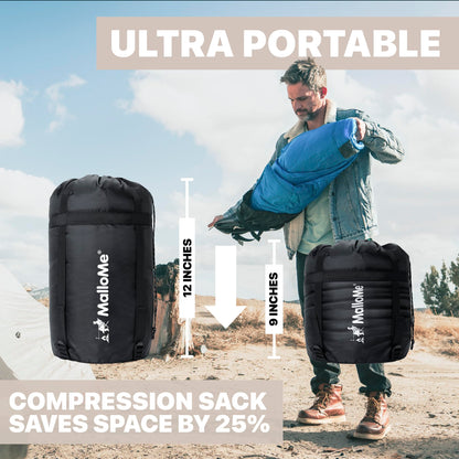 MalloMe Sleeping Bags for Adults Cold Weather & Warm - Backpacking Camping Sleeping Bag for Kids 10-12, Girls, Boys - Lightweight Compact Camping Essentials Gear Accessories Hiking Sleep Must Haves