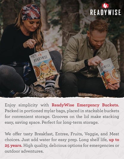 ReadyWise Emergency Food Supply - 360 Servings, 3 Buckets, Freeze Dried & Dehydrated Package of Long Term Meals, Survival Kit for Camping, Prepper Food Storage Supplies, up to 25 Year Shelf Life