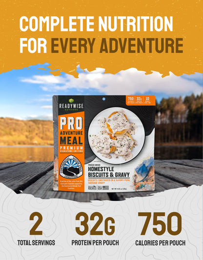 ReadyWise Outdoor Pro Adventure Meal - Country-Style Chicken Pot Pie, 2 Servings, 1 Pouch, 900 Calories, 30g Protein, Freeze Dried Food & Dehydrated Backpacking Camping Meals, up to 5 Year Shelf Life