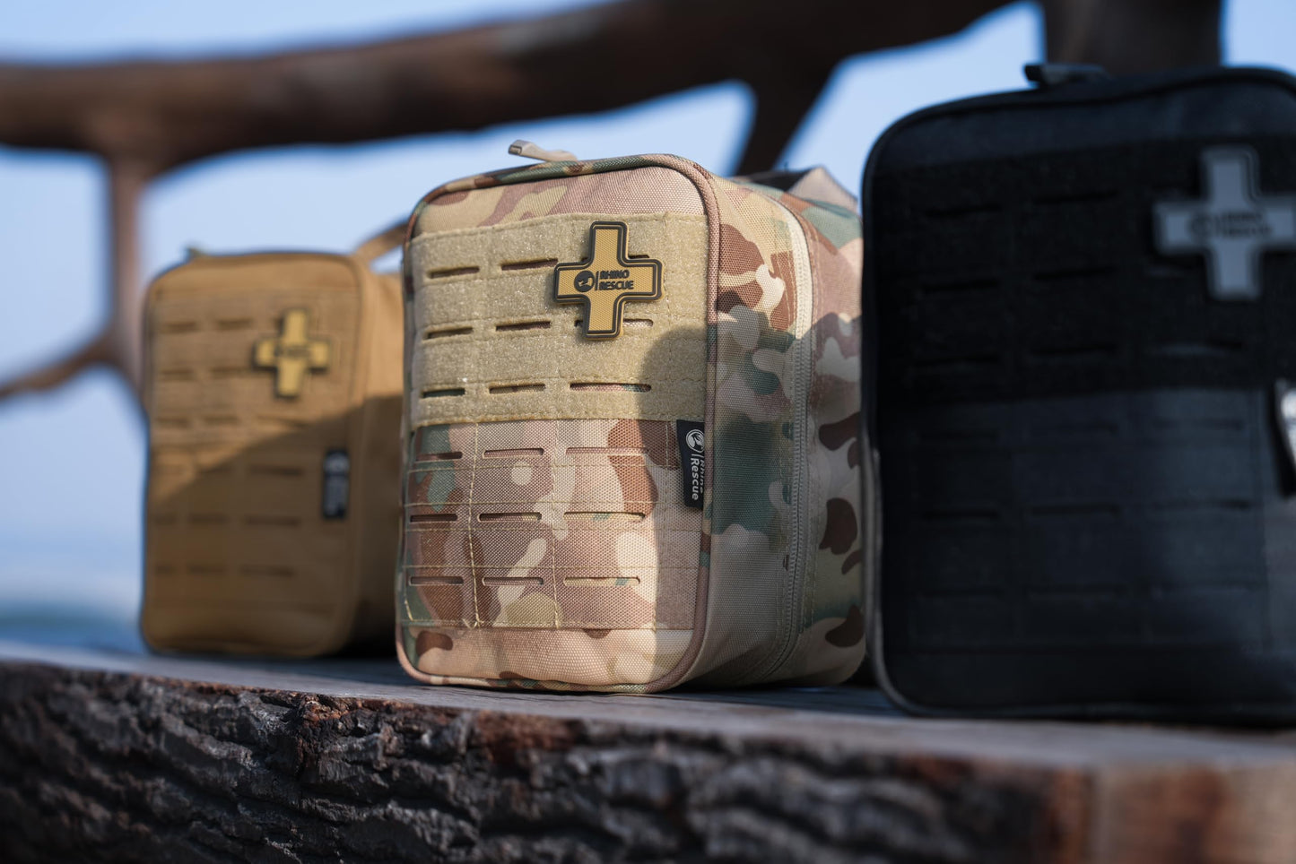 RHINO RESCUE IFAK Trauma Kit with C-A-T Tourniquet, Tactical First Aid Kit Molle Pouch for Military, Combat, Car, Camping, Hiking, Travel (Red)