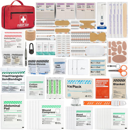 RHINO RESCUE 240 Piece All-Purpose First Aid Kit for Home+350 Pieces OSHA All-Purpose First Aid Kit