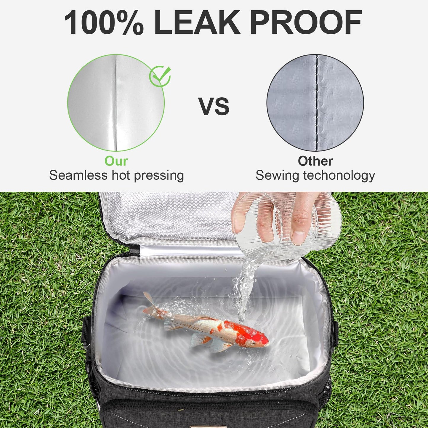 BAVGRED Lunch Box for Men Women,Reusable Large Double Deck Tactical Insulated Lunch Bag with Adjustable Shoulder Strap,Leakproof Tote Cooler Bag for Work Adults Picnic Beach Office-Green,12 Cans