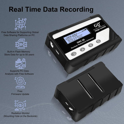 GQ GMC-SE Geiger Counter Radiation Detector Beta Gamma X-ray Portable Radiation Monitor Meter Digital Nuclear Radiation Dosimeter, Automatic Data Recording Device, Drop-Proof Silicone Case (Black)