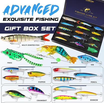 PLUSINNO Fishing Lures kit, Bass Fishing Lures for Freshwater，Fishing Gear Set 2025 Christmas Fishing Gifts for Men, Fishermen, Angler