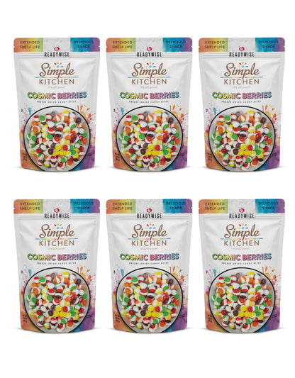 READYWISE - Freeze Dried, Cosmic Berries, Perfect On-the-Go, Candy Bites for Adults & Kids, Crunchy Fruity, Treats, Extended Shelf life Crunchy Fruit Candies, for Hiking, Camping & Travel (6 Pack)