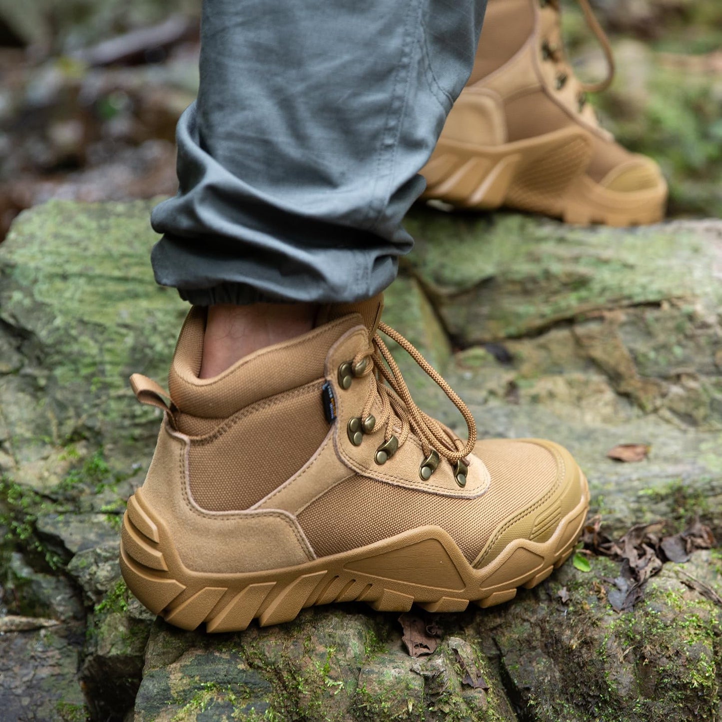 FREE SOLDIER Men's Waterproof Hiking Boots Tactical Work Boots Outdoor Lightweight Military Boots