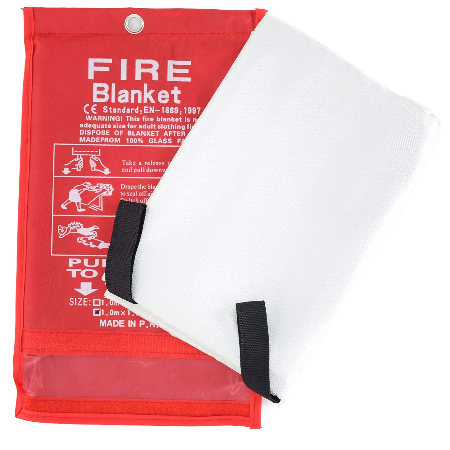 Parcil Safety SB-100 Silicone Coated Emergency Fire Blanket (40 in. x 40 in.) Emergency Kit Fire Extinguisher for Home & Kitchen, Woven Fiberglass Household Essentials, Chemical Free, No Mess