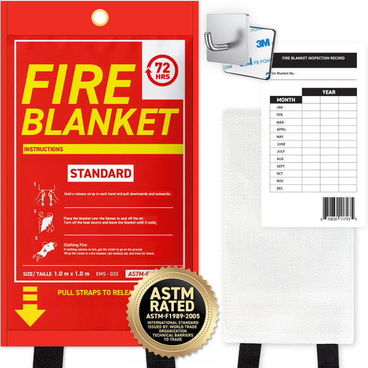 72 HRS Large Emergency Fire Blanket 47"×47" – Fiberglass Fire Safety Tool for Home, Kitchen, Camping, Survival | Extinguisher Alternative for Grill, Welding, Fire Pit