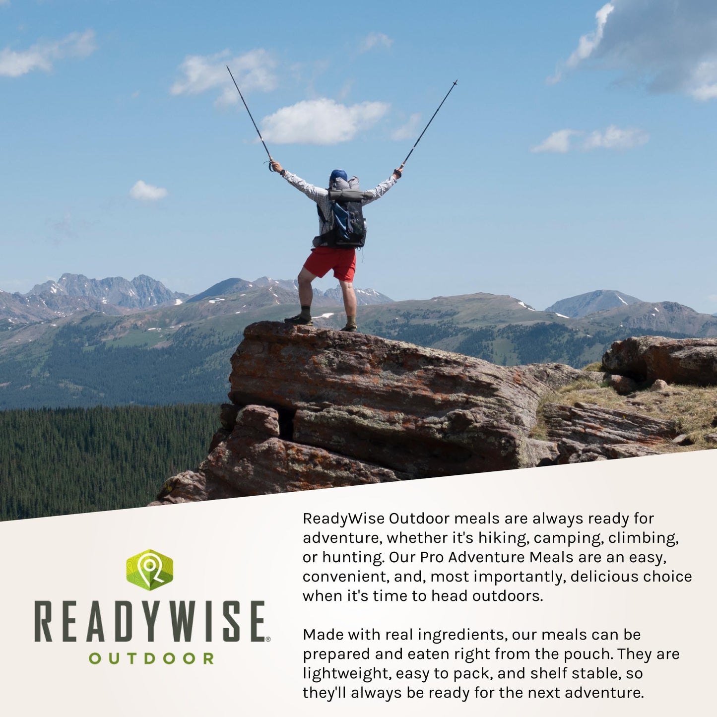 ReadyWise Outdoor Pro Adventure Meal - Breakfast Skillet, 2 Servings, 1 Pouch, Gluten Free, 700 Calories, 36g Protein, Freeze Dried Food & Dehydrated Backpacking Camping Meals, up to 5 Year Shelf Life
