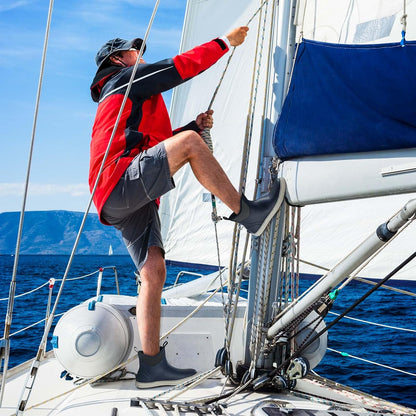 Piscifun Men’ s Deck Boots, Waterproof Fishing Rain Boots, Anti-Slip Rubber Boots with Breathable Neoprene Lining