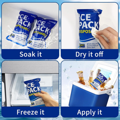 Disposable Dry Ice Packs for Shipping Non-Stick for Food, Double-Sided Absorption Leak-Proof Cold Packs for Cooler, Camping, Beach Bags, Picnics,Outdoor Events, Takeout Delivery