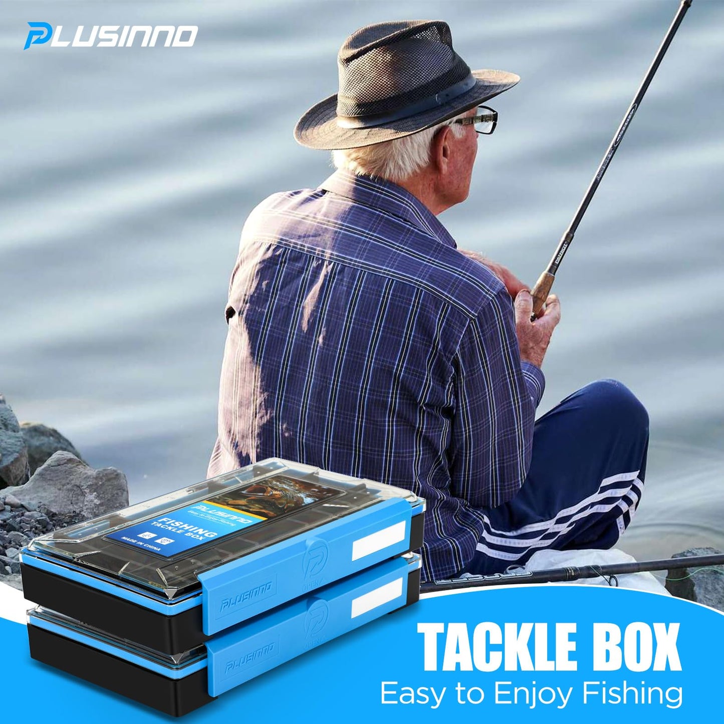PLUSINNO Tackle Box Organizer, 1/2 Packs Waterproof Tackle Trays, Fishing Tackle Box with Removable Dividers, Fishing Box Tackle Trays and Terminal Tackle Storage