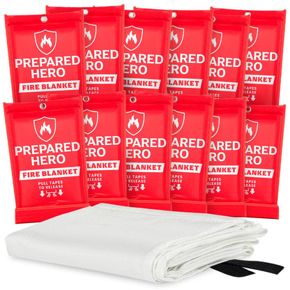 Prepared Hero Emergency Fire Blanket - 2 Pack - Fire Suppression for Kitchen, 40” x 40” Fiberglass Fire Blanket for Home