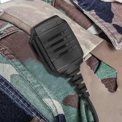 Retevis Walkie Talkie Speaker Mic,IP54 Waterproof 2 Pin Shoulder Speaker Mic,for RT22 RT68 RT27 H777 RB26 RB29,Compatible with BAOFENG UV-5R BF-F8HP PRO 5RM UV-21R K5PLUS Samcom Pxton Tidradio Radio