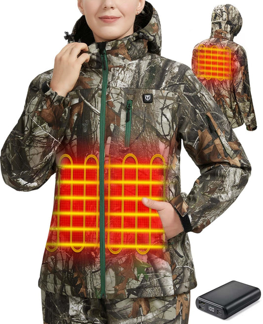 TIDEWE Heated Jacket for Women with Battery Pack (Black, Pink, Camo, Size S-XXL)