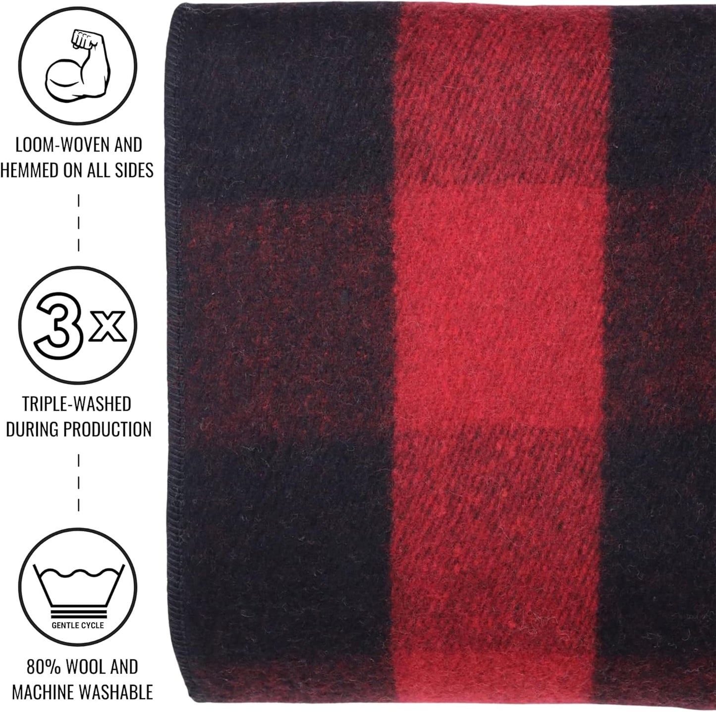 Arcturus Red Buffalo Wool Blanket and Carry Straps Bundle