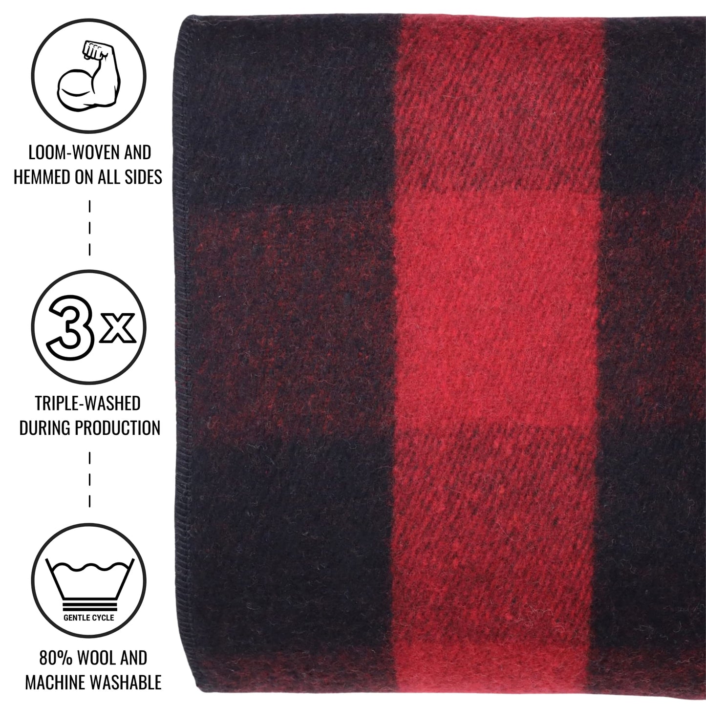 Arcturus Military Wool Blanket - Warm, Thick, Washable - Great for Outdoors, Camping, Stadium Blanket, Picnics, Travel - Car & Bushcraft Survival Kits