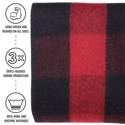 Arcturus Military Wool Blanket - Warm, Thick, Washable - Great for Outdoors, Camping, Stadium Blanket, Picnics, Travel - Car & Bushcraft Survival Kits